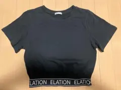 ELATION ロゴ入り クロップド丈 半袖Tシャツ ブラックのサムネイル