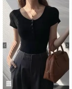 グレイル　ヘンリーネックリブミニTシャツ
