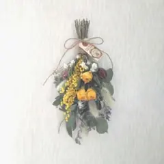 ③【ドライフラワー】フラワーブーケ、スワッグ、ミニ薔薇、ミモザ、ニゲラなど