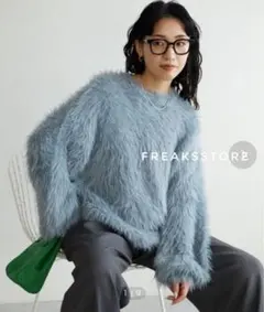 FREAKSSTORE フェザーヤーンシャギーニットプルオーバー ブルー