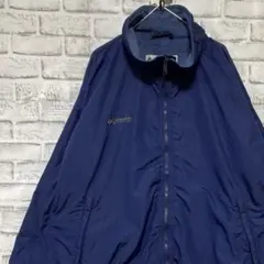 コロンビア　ナイロンジャケット中綿　ネイビーXL ロゴ刺繍アウトドア0108