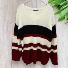 INGNI イング チュニック ニット セーター M ボーダー Vネック 美品