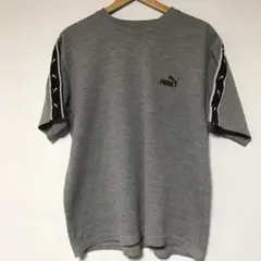 90s PUMA プーマ ワッフル 刺繍 Tシャツ テープロゴ グレー XL