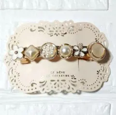 上品パール＆フラワー※ゴールドバレッタ※ハンドメイド