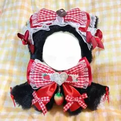 050.おすわりぬい服 16cm ブラック×いちご 猫ちゃん - メルカリ