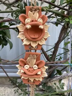 シーサー 御守り 魔除け 厄除け 笑顔 ニコニコ 花シーサー 沖縄 置物