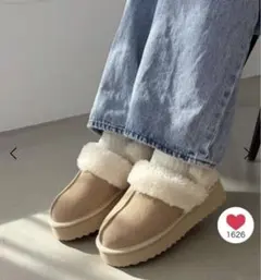 オリエンタルトラフィック　厚底 ムートン2wayサンダル スリッポン　ベージュ