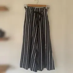 ストライプ柄 ガウチョパンツ ワイドパンツ