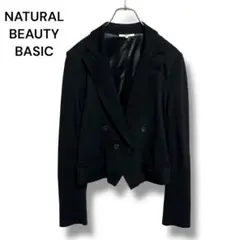 ナチュラルビューティーベーシック　ショート丈テーラードジャケット 黒 肩パ無　M