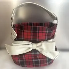 バルコス　BARCOS リボンチェック柄ハンドバッグ