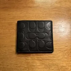 COACH コーチ 二つ折り財布 シグネチャー レザー ブラック