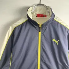 PUMA 裏地付き ナイロンジャケット ネイビー×ホワイト S相当
