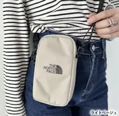 韓国 ノースフェイス ショルダーバッグ スマホショルダー ベージュ