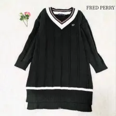 最終価格✨フレッドペリー　チルデンニットドレス　ケーブルニットワンピースVネック