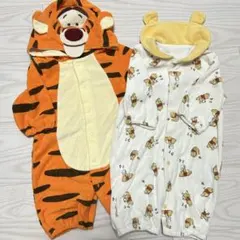 2点セット　プーさん　ティガー　赤ちゃん ロンパース カバーオール 　50〜60