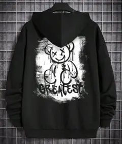 【新品】 L パーカー メンズ　ストリート　シンプル　黒　オーバーサイズ クマ