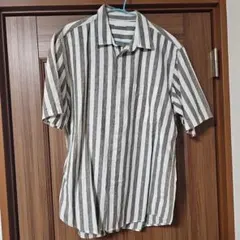 ストライプ 半袖シャツ Lサイズ　オープンカラーシャツ