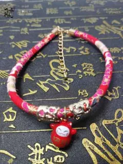 ファッショントレンド 美しい刺繍帯 財を招く鈴猫 ペット 首輪