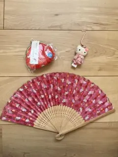 サンリオ ハローキティ 扇子 がま口 ストラップ 和柄 3点セット