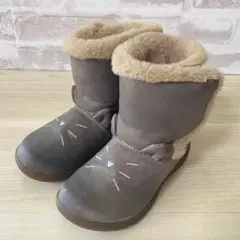 ムーンスター　ファーブーツ　17cm キッズ　猫耳　キャロット　もこもこ