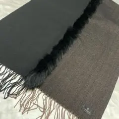 お値下げ‼︎ランバン★フォックスファー付き　大判ストール　カシミヤ/シルク　未使用