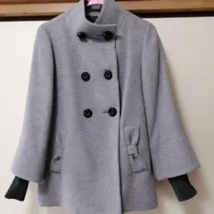 グレー ダブルブレスト ウールコート