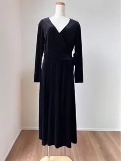 カシュクール ロング ベロアワンピース ドレス ブラック 輸入古着 Y50