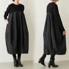 M ロング ワンピース コクーン ブラック 春 黒 韓国 b8