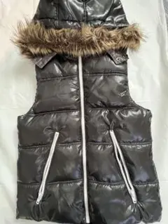 【美品】00s y2kブラックフード付きダウンベスト