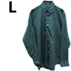 CHAPS ダークグリーン　古着　緑　L　長袖シャツ　無地 チャップス