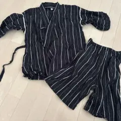 甚平 黒と白のストライプ 130