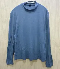 シーイン 無地 長袖カットソー モックネック 3XL 青 レーヨン 普段着のサムネイル