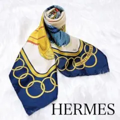 a99【極美品】2021秋冬 HERMESエルメスツイリー ジャンピング マリン