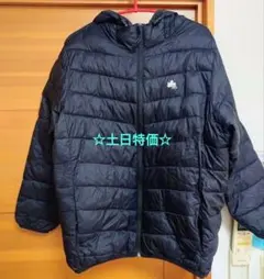 LOGOS（ロゴス） フード付きナイロンダウンジャケット ブラック