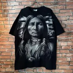 USA古着Tシャツ インディアン　ROCK EAGLE ブラック　XLサイズ程度