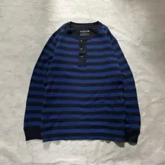 00s old uniqlo サーマル ボーダー ヘンリーネック ロンT y2k