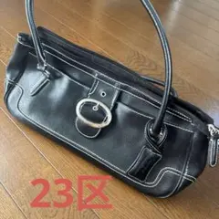 希少 23区 00s Y2K ワンショルダー ハンドバッグ ベルト 本革 黒