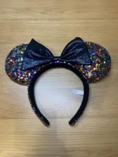 ★6/16まで！美品　ディズニーミニーカチューシャ カラフルスパンコール