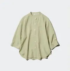 ユニクロ　UNIQLO リネンブレンド　バンドカラーシャツ7分袖　（新品未使用）