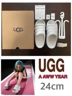 UGG アグ アー イヤー　Aww Yeah　24cm 黒　ちゃんみな着用 アグ®が脚長効果のある新作サンダルを発売 ヴィジュアルにちゃん