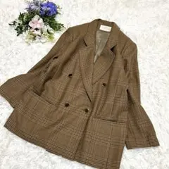 高級素材 ヴィンテージ ダブルジャケット チェック 金ボタン y2k