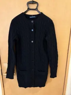 Ralph Lauren ウール・カシミヤ黒ケーブルニット カーディガン M