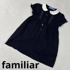 ファミリア（familiar）の白襟付き半袖ワンピース、サイズ90のサムネイル