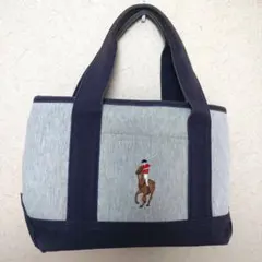 ポロ ラルフローレン キャンバス ミニトートバッグ 刺繍ロゴ