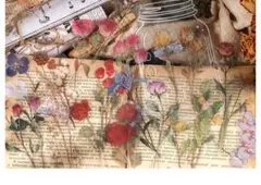 限定セール　お花　フレークシール　ステッカー　PET 透明　コラージュ素材