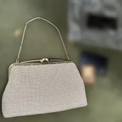 GLOMESH ハンドバッグパーティーバックホワイトメッシュ冠婚葬祭新品