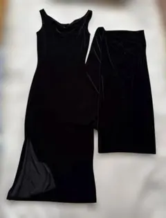 ノースリーブ ワンピース ベルベット ストール付き