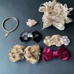 リボンヘアクリップなど　7点まとめ売り ロリータ 桜 髪飾り バレッタ