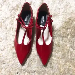 SLY レッド ポインテッドトゥ パンプス　サイズL
