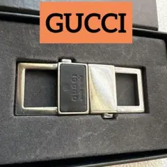 美品✨GUCCI マネークリップ GGシマレザー ブラック シルバー